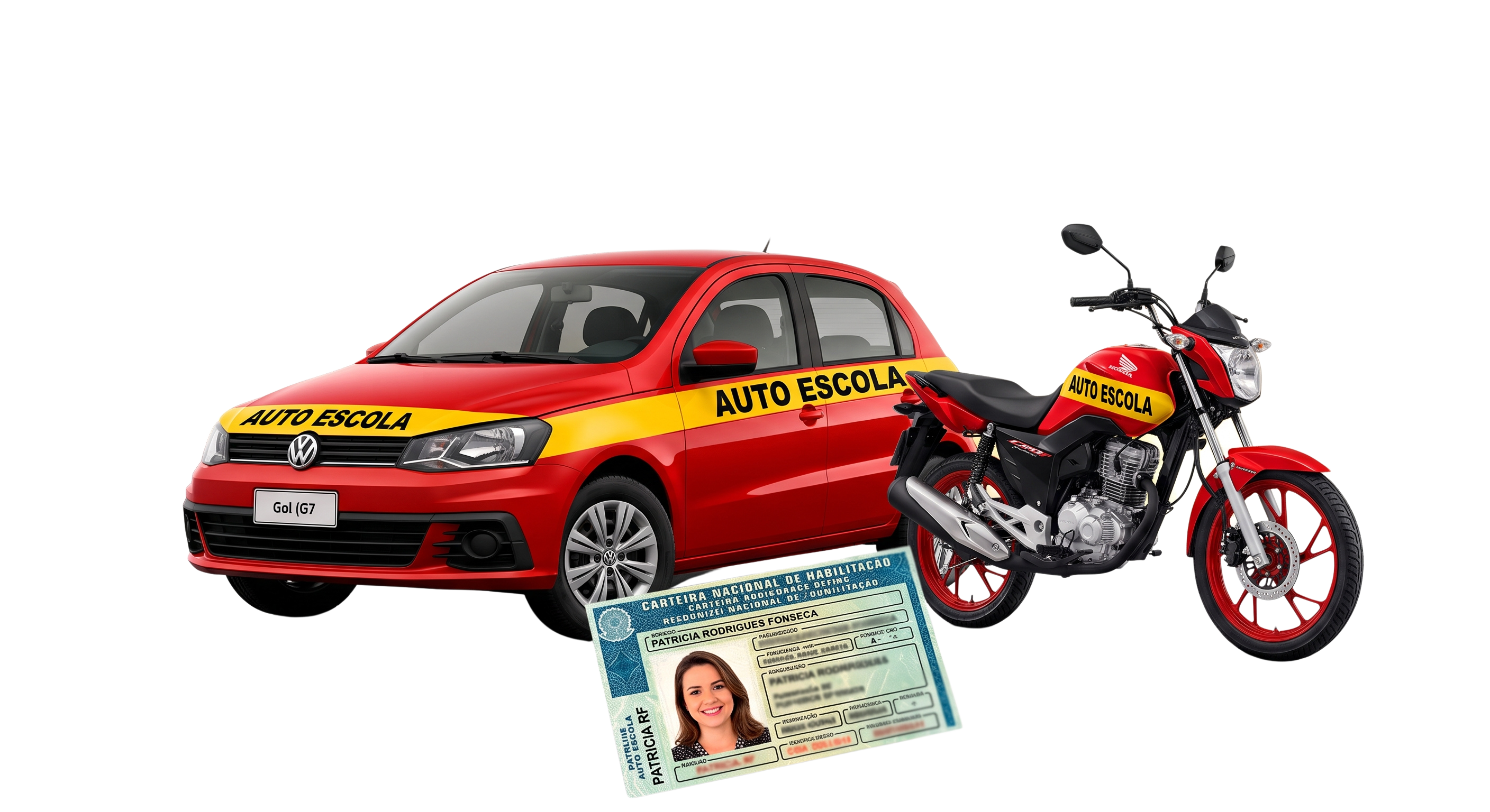 Carro e moto da Autoescola Patrícia